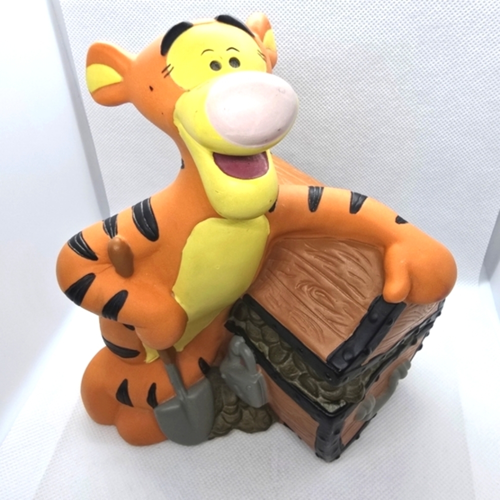 Vintage Disney Tigger Piggy Bank with Treasure Chest Piggybank Collectible - Picture 2 of 5
